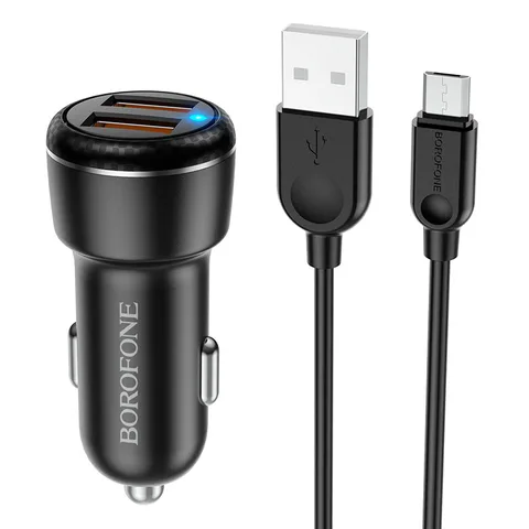 Автомобільний зарядний пристрій Borofore BZ17 Core Dual Port QC3.0 Car Charger Set (Micro) (BZ17M)