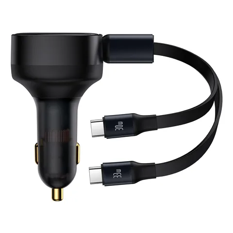 Автомобільний зарядний пристрій Baseus Enjoyment Retractable 2-in-1 Car Charger C+C 33W (C00035500111-00)