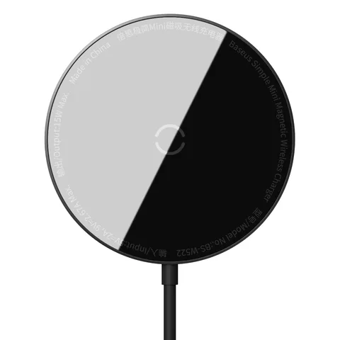 Беспроводная зарядка Baseus Simple Mini Magnetic Wireless Charger(with Type-C cable 1.5m) (WXJK-F01) Black