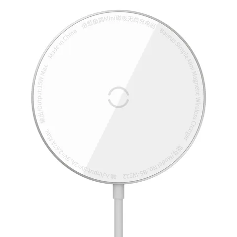 Беспроводная зарядка Baseus Simple Mini Magnetic Wireless Charger(with Type-C cable 1.5m) (WXJK-F02) White