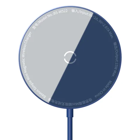 Беспроводная зарядка Baseus Simple Mini Magnetic Wireless Charger(with Type-C cable 1.5m) (WXJK-H03) Blue