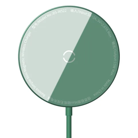 Беспроводная зарядка Baseus Simple Mini Magnetic Wireless Charger(with Type-C cable 1.5m) (WXJK-H06) Green