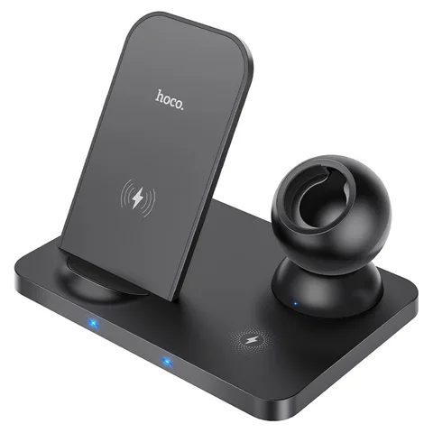 Беспроводная зарядка Hoco CW33 Ultra-Charge 3-in-1 vertical wireless fast charger Black