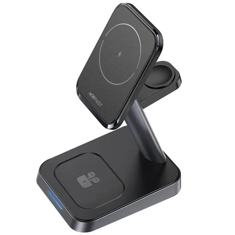 Беспроводное зарядное устройство Acefast E3 Desktop Three-In-One Wireless Charging Stand Black — фото 4