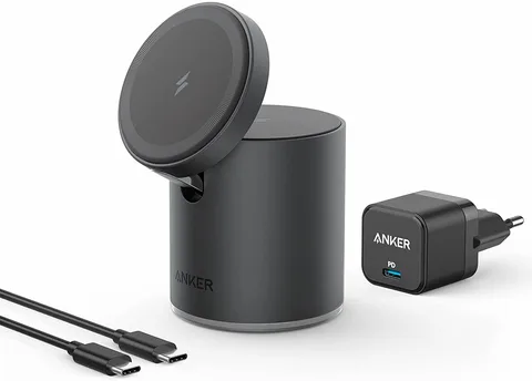 Беспроводная зарядка Anker PowerWave Mag-Go 2-in-1 Dock (B2568311) Black