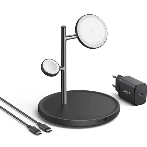 Док-станция Anker MagGo Charging Station Qi2 3-in-1 Stand 15W (B25M3111) Black