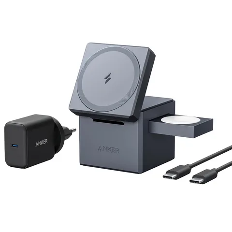 Беспроводное зарядное устройство Anker MagGo Wireless Charging Station 15W 3-in-1 Cube (Y1811G11) Black