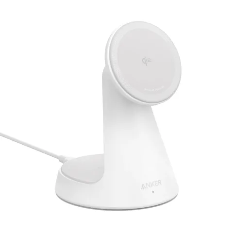 Беспроводное зарядное устройство Anker MagGo 2-in-1 Magsafe Charging Station Qi2 15W (A25M7H21) White