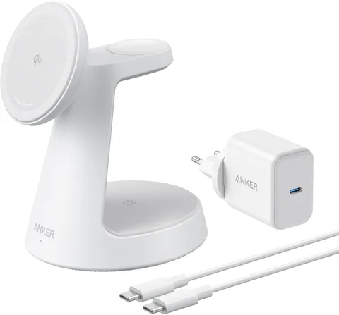 Док-станция Anker MagGo 3-in-1 Magsafe Charging Station Qi2 White (B25M4J21)