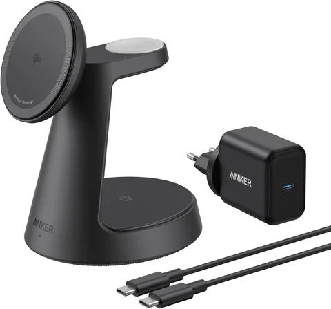 Док-станция Anker MagGo 3-in-1 Magsafe Charging Station Qi2 Black (B25M4G11)