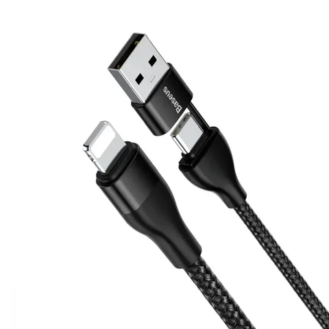 Кабель Baseus Dual Output 2-in-1 Type-C/USB to Lightning 18W на 1m (CATLYW-G01) Black