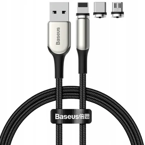 Кабель Baseus Zinc Magnetic Kit 3in1 на 1m Lightning/MicroUSB/Type-C (TZCAXC-A01) Black