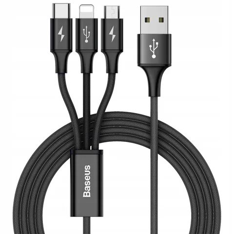 Кабель Baseus Rapid 3-in-1 MicroUSB/Lightning/Type-C 1.2m (CAMLT-SU01) Black