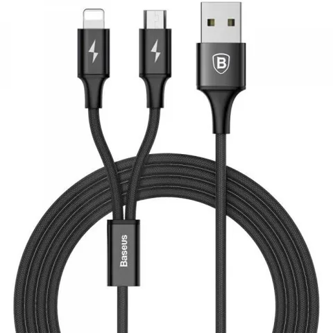 Кабель Baseus Rapid 2-in-1 1.2m (CAML-ASU01) (MicroUSB/Lightning) Black