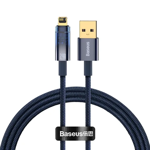Кабель Baseus Explorer Series Auto Power-Off Fast Charging Data Cable USB to IP 2.4A 1m (CATS000403) Blue