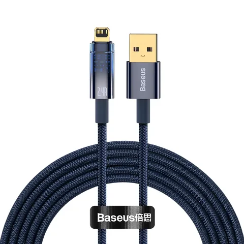 Кабель Baseus Explorer Series Auto Power-Off Fast Charging Data Cable USB to IP 2.4A 2m (CATS000503) Blue