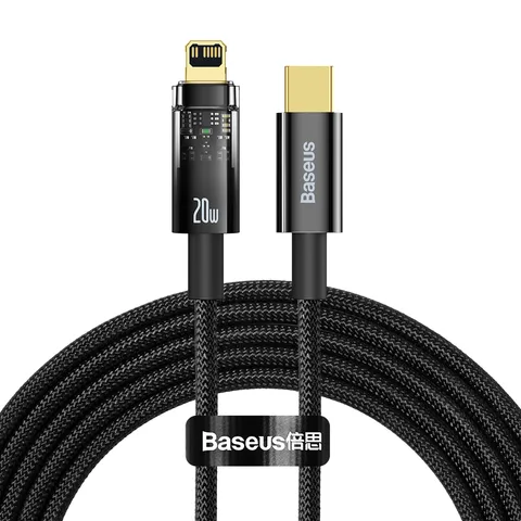 Кабель Baseus Explorer Series Auto Power-Off Fast Charging Data Cable Type-C to IP 20W 2m (CATS000101) Black