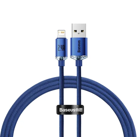 Кабель Baseus Crystal Shine Series Fast Charging Data Cable USB to iP 2.4A 1.2m (CAJY000003) Blue