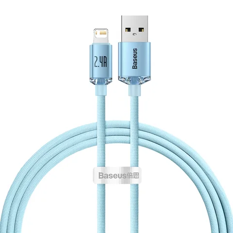 Кабель Baseus Crystal Shine Series Fast Charging Data Cable USB to iP 2.4A 1.2 m (CAJY001103) Sky Blue