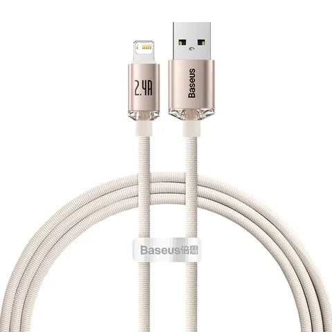 Кабель Baseus Crystal Shine Series Fast Charging Data Cable USB to iP 2.4A 1.2m (CAJY001104) Pink