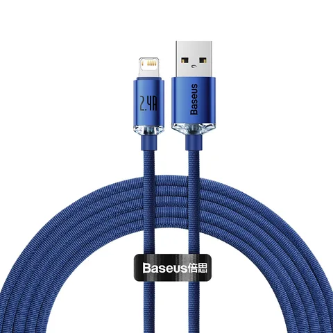 Кабель Baseus Crystal Shine Series Fast Charging Data Cable USB to iP 2.4A 2m (CAJY000103) Blue