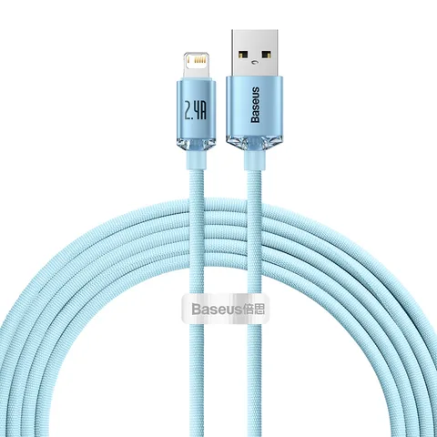 Кабель Baseus Crystal Shine Series Fast Charging Data Cable USB to iP 2.4A 2m (CAJY001203) Sky Blue