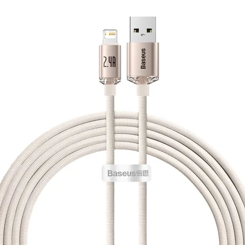 Кабель Baseus Crystal Shine Series Fast Charging Data Cable USB to iP 2.4A 2m (CAJY001204) Pink