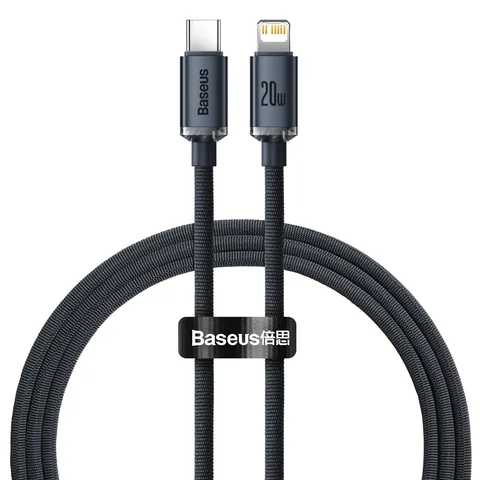 Кабель Baseus Crystal Shine Series Fast Charging Data Cable Type-C to iP 20W 1.2m (CAJY000201) Black
