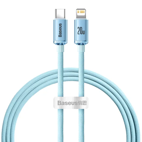 Кабель Baseus Crystal Shine Series Fast Charging Data Cable Type-C to iP 20W 1.2m (CAJY001303) Sky Blue