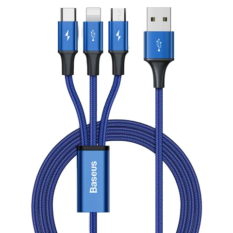 Кабель Baseus Rapid Series 3-in-1 Cable 1.2m For IP+Micro+Type-C (CAJS000003) Dark Blue