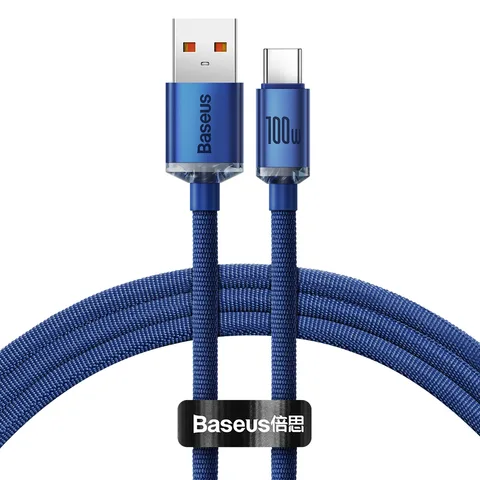 Кабель Baseus Crystal Shine Series Fast Charging Data Cable USB to Type-C 100W 1.2m (CAJY000403) Blue