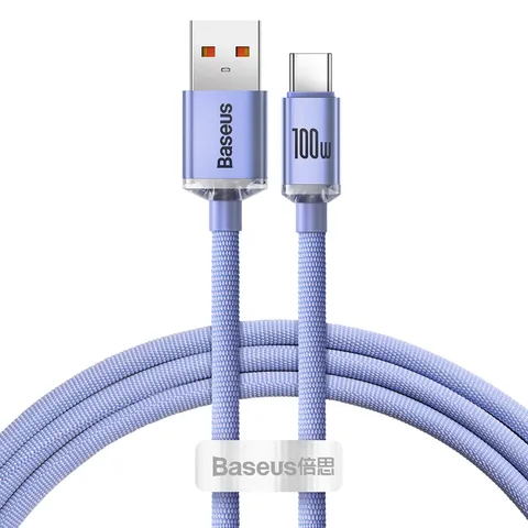 Кабель Baseus Crystal Shine Series Fast Charging Data Cable USB to Type-C 100W 1.2m (CAJY000405) Purple