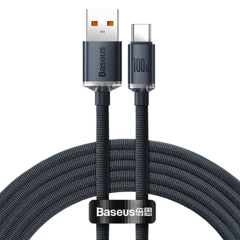Кабель Baseus Crystal Shine Series Fast Charging Data Cable USB to Type-C 100W 2m (CAJY000501) Black