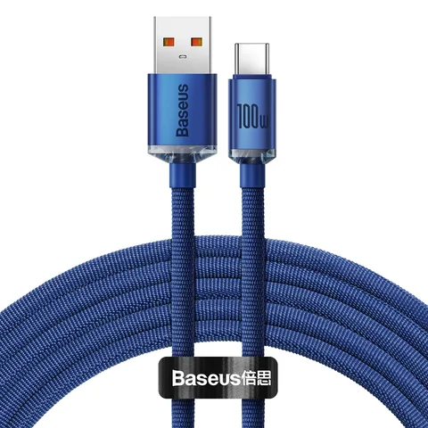 Кабель Baseus Crystal Shine Series Fast Charging Data Cable USB to Type-C 100W 2m (CAJY000503) Blue