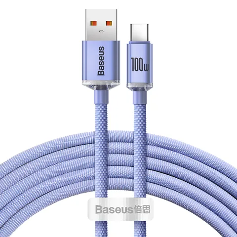 Кабель Baseus Crystal Shine Series Fast Charging Data Cable USB to Type-C 100W 2m (CAJY000505) Purple