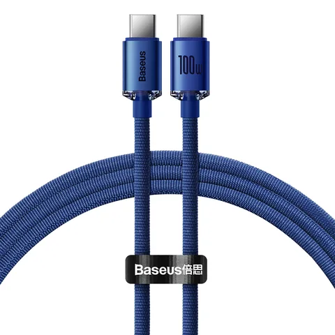 Кабель Baseus Crystal Shine Series Fast Charging Data Cable Type-C to Type-C 100W 1.2m (CAJY000603) Blue