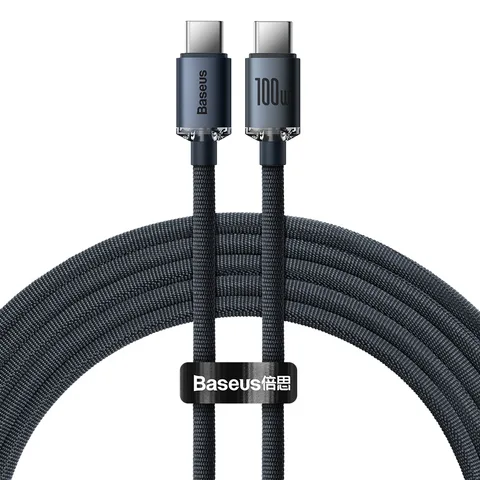 Кабель Baseus Crystal Shine Series Fast Charging Data Cable Type-C to Type-C 100W 2m (CAJY000701) Black