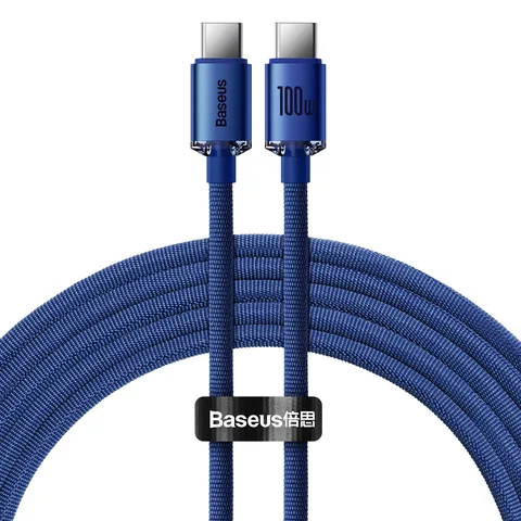 Кабель Baseus Crystal Shine Series Fast Charging Data Cable Type-C to Type-C 100W 2m (CAJY000703) Blue
