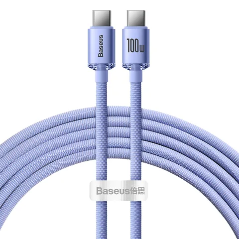 Кабель Baseus Crystal Shine Series Fast Charging Data Cable Type-C to Type-C 100W 2m (CAJY000705) Purple