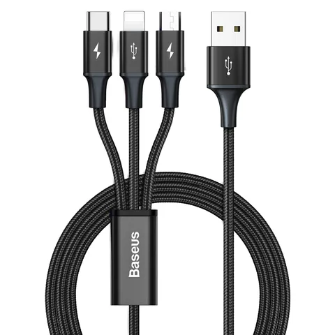 Кабель Baseus Rapid Series 3-in-1 Cable 1.2m For IP+Micro+Type-C (CAJS000001) Black
