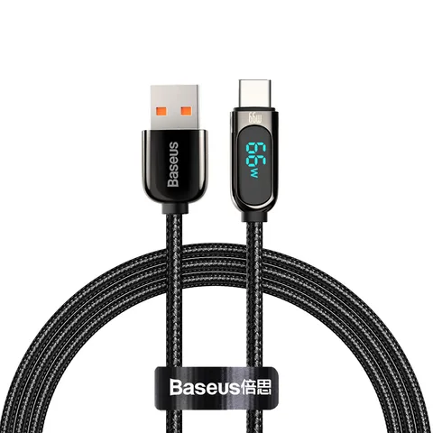 Кабель Baseus Display Fast Charging Data Cable USB to Type-C 66W 1m (CASX020001) Black