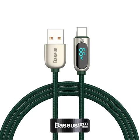 Кабель Baseus Display Fast Charging Data Cable USB to Type-C 66W 1m (CASX020006) Green