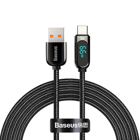 Кабель Baseus Display Fast Charging Data Cable USB to Type-C 66W 2m (CASX020101) Black