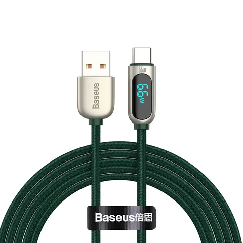 Кабель Baseus Display Fast Charging Data Cable USB to Type-C 66W 2m (CASX020106) Green