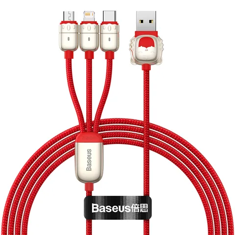 Кабель Baseus Year of the Tiger One-for-three Data Cable USB to M+L+C 3.5A 1.2m (CASX010009) Red