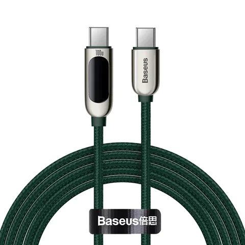 Кабель Baseus Display Fast Charging Data Cable Type-C to Type-C 100W 2m (CATSK-C06) Green