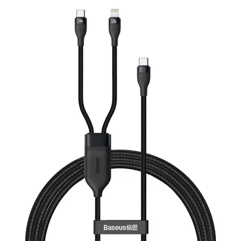 Кабель Baseus Flash Series One-for-two Fast Charging Data Cable Type-C to L+C 100W 1.2m (CA1T2-F01) Black