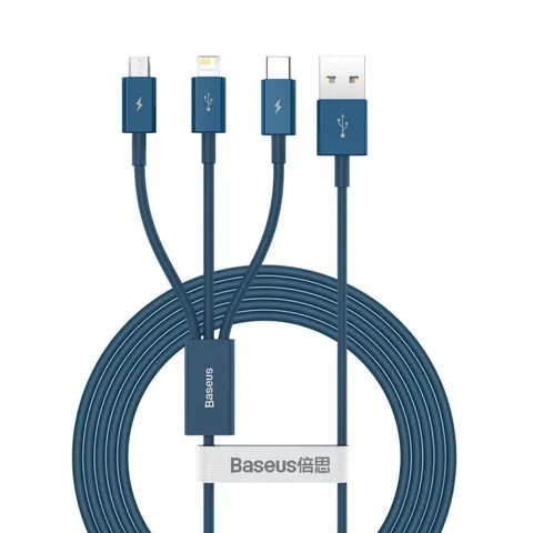 Кабель Baseus Superior Series Fast Charging Data Cable USB to M+L+C 3.5A 1.5m (CAMLTYS-03) Blue