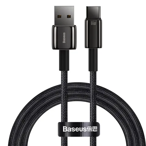 Кабель Baseus Tungsten Gold Fast Charging Data Cable USB to Type-C 66W 1m (CATWJ-B01) Black