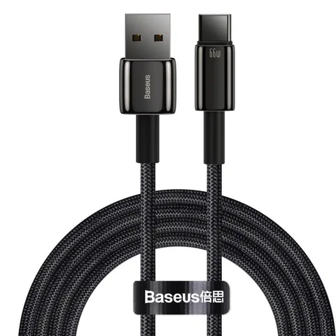 Кабель Baseus Tungsten Gold Fast Charging Data Cable USB to Type-C 66W 2m (CATWJ-C01) Black
